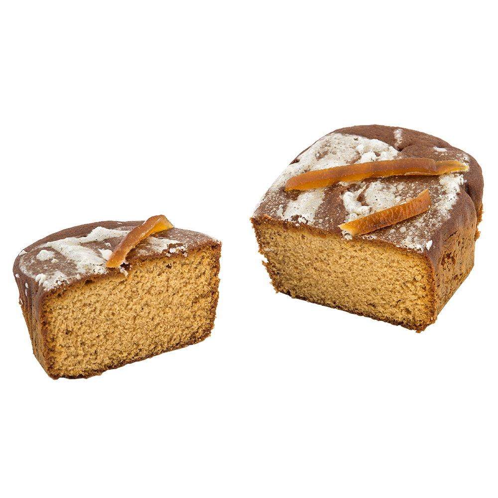 Pain d’épices à l’orange coupé en deux